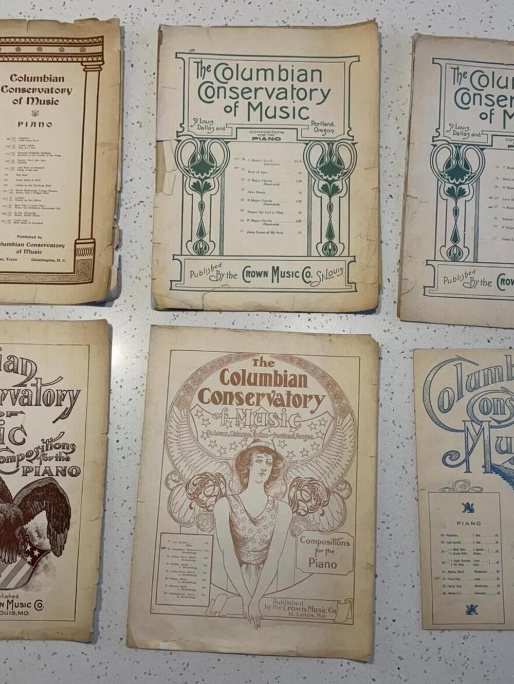 Lot Of Antique Piano Sheet Music Columbian Conservatory Piano Woodbine Ephemera